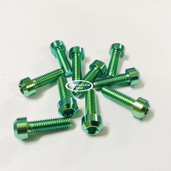 10 con ốc titan gr5 đầu trụ 6li 2 xanh lục bảo