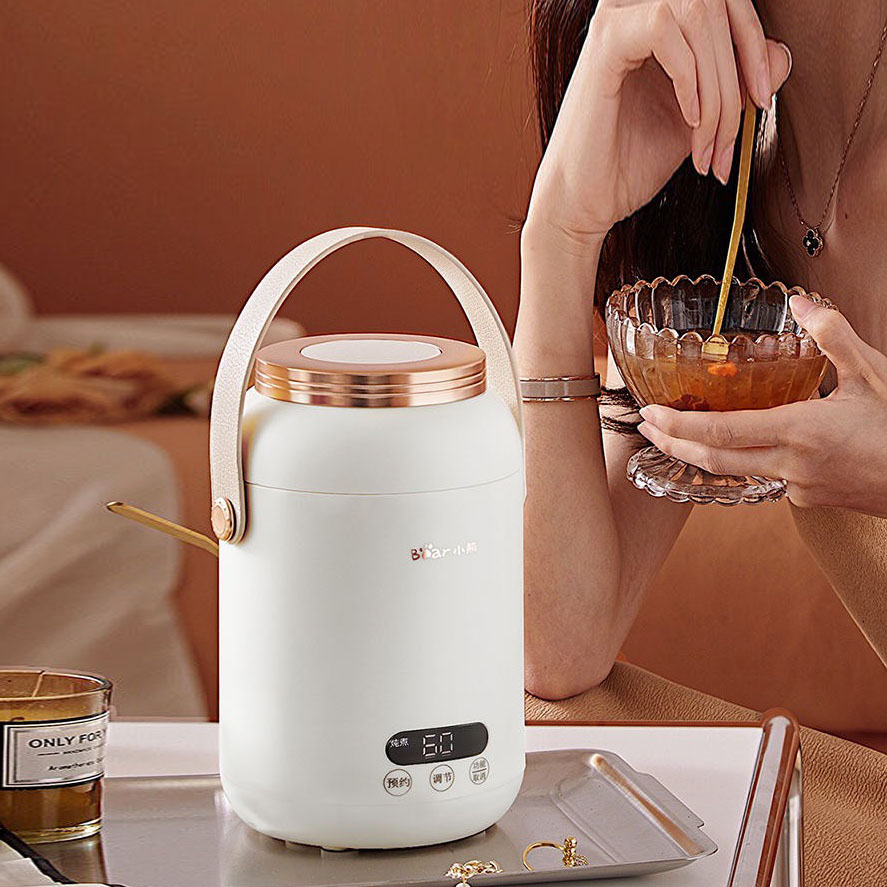 [Chính hãng] Bình ủ cháo cặp lồng điện mini BEAR DRG-P08D1 (nấu cơm hầm canh chưng yến giữ ấm).... Bảo hành 12 tháng