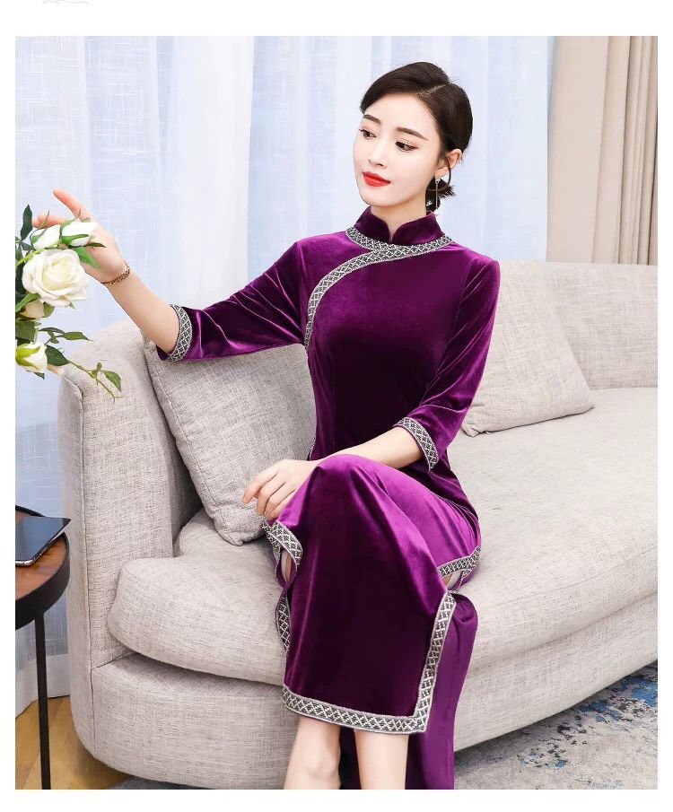 Sườn xám Nhung trơn