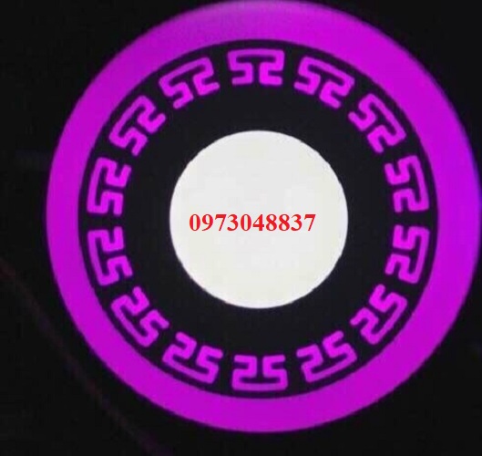 Đèn led âm trần hoa văn viền Hồng , 6W 3 chế độ ánh sáng