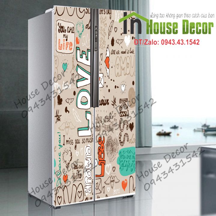 Decal Dán Tủ Lạnh - Chống Thấm Nước - Chất Liệu Decal Bóc Dán - Phù Hợp Mọi Loại Tủ - TL 86 - Decal dán tủ lạnh kệ tường tủ quần áo, decal dán, giấy dán, trang trí nội thất, giấy dán nội thất, trang trí nhà cửa