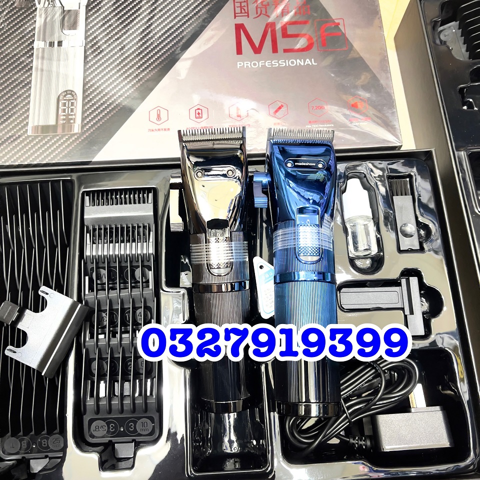 Madeshow Tông đơ cắt tóc M5F cao cấp - Máy cắt tóc chuyên nghiệp với lưỡi titanium sắc bén & pin 3200mAh 4,5h liên tục