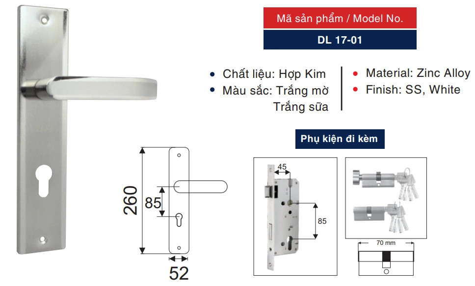 KHOÁ TAY GẠT NEO DL17-01