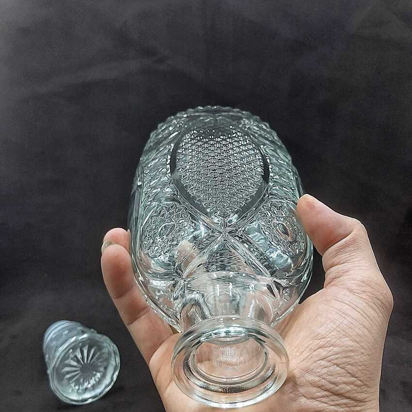 Chai Đựng Rượu Thủy Tinh 1 Lít mẫu oval họa tiết vảy – Vỏ Chai Rượu Đẹp - Chai Thủy Tinh Đựng Rượu 1000ML - Bình Đựng Rượu (A12)