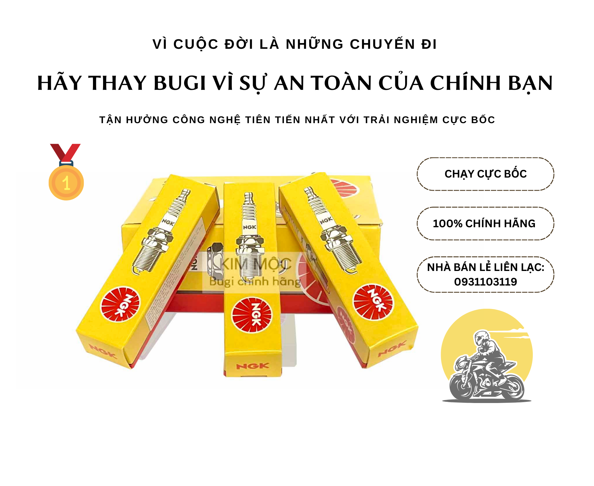 [CHÍNH HÃNG 100%] - Bugi NGK dòng TIÊU CHUẨN cho xe máy