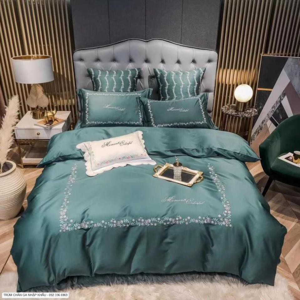 BỘ CHĂN GA GỐI LỤA TENCEL 60S THÊU TINH TẾ CAO CẤP
