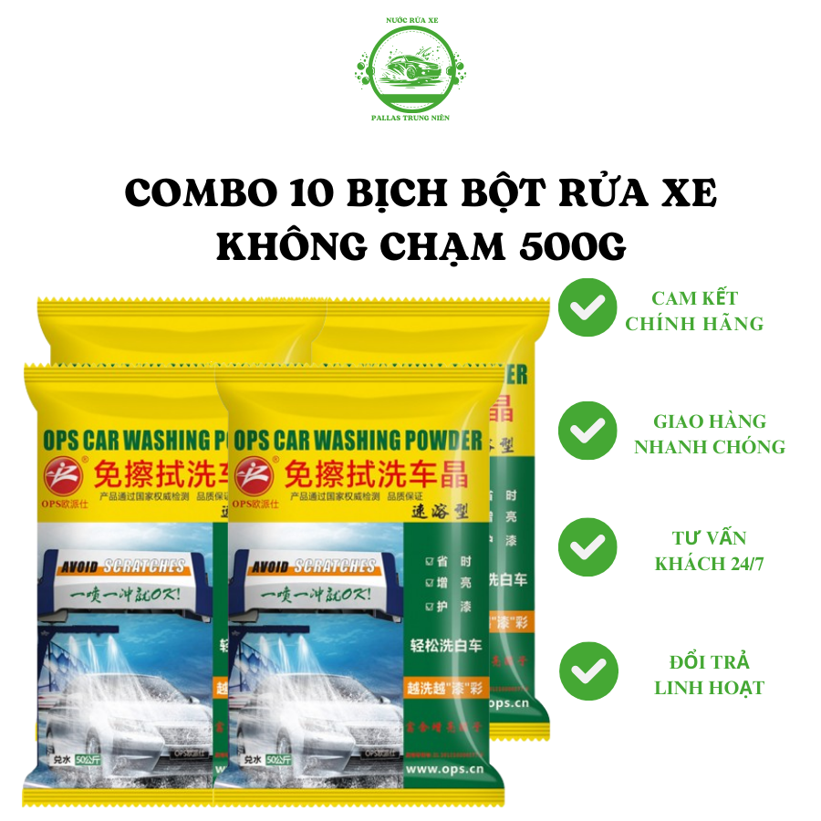 Combo 10 gói bột rửa xe không chạm 500ml