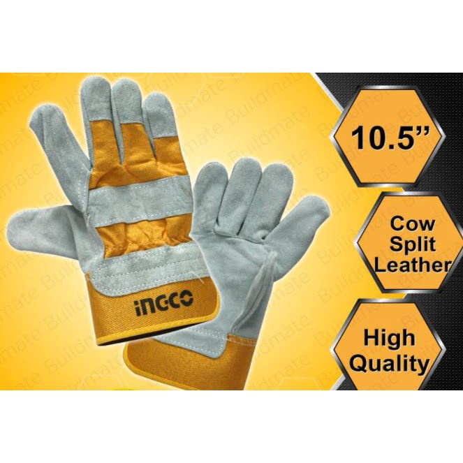 ĐỒ NGHỀ INGCO Găng tay vải da HGVC01