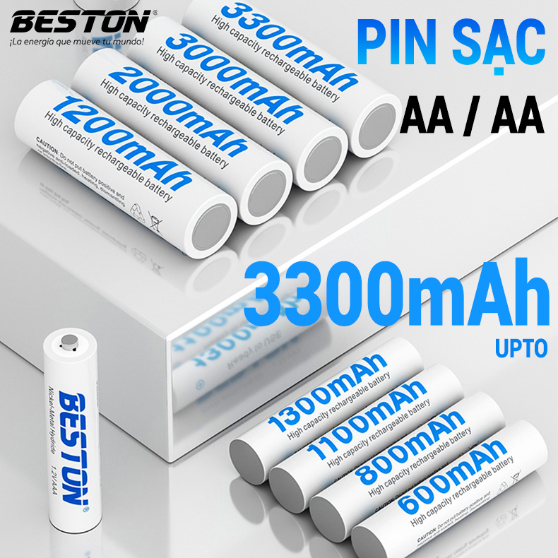 Pin Sạc AA AAA Beston dung lượng cao 3300mAh dùng cho micro, đồ chơi, đồng hồ.. Pin 2A 3A Beston thay thế cho pin tiểu, pin đũa 1.5v