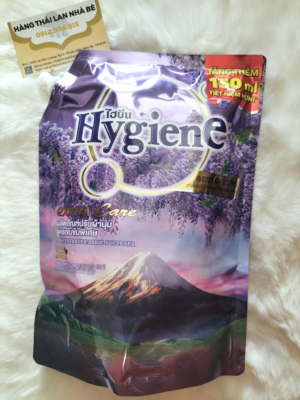 Nước xả vải hygiene thái lan màu tím origins 1300ml