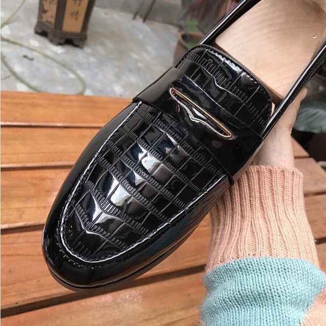 Giầy lười nam đế ( lười bóng dây ngang )