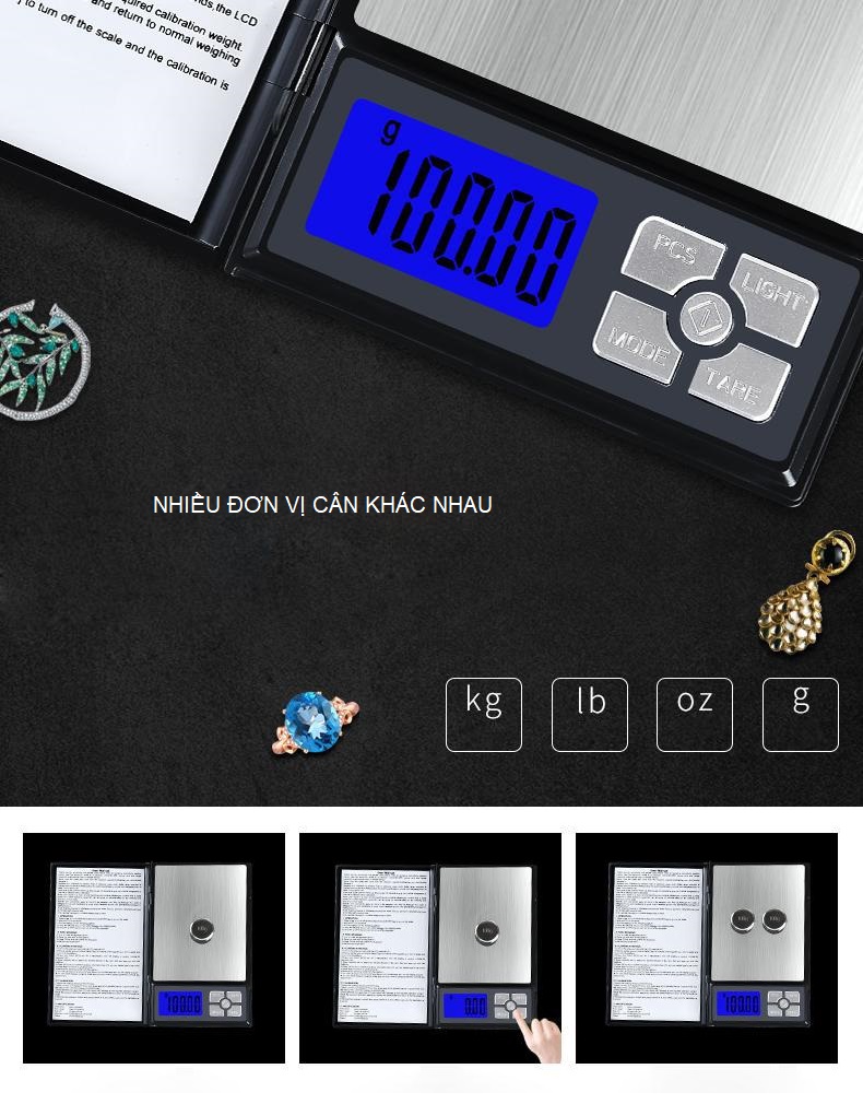 Cân điện tử nhà bếp 2000g/0.1g Notebook ( CÂN NGỤY TRANG, CHÍNH XÁC CAO )