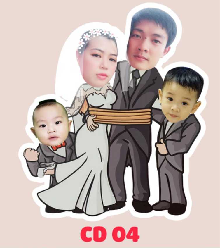 Móc khóa chipi gia đình theo yêu cầu
