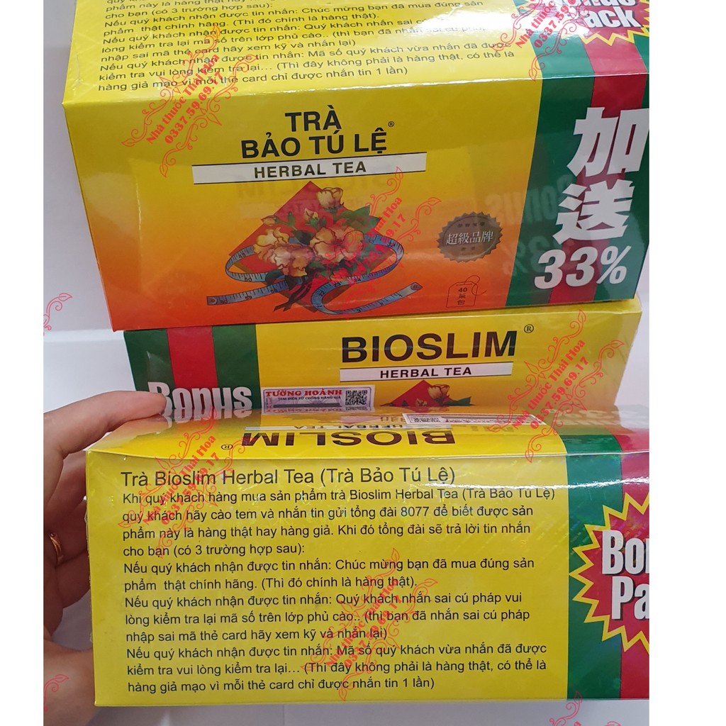 TRÀ GIẢM CÂN BIOSLIM (BẢO TÚ LỆ) - HỘP 40 TÚI