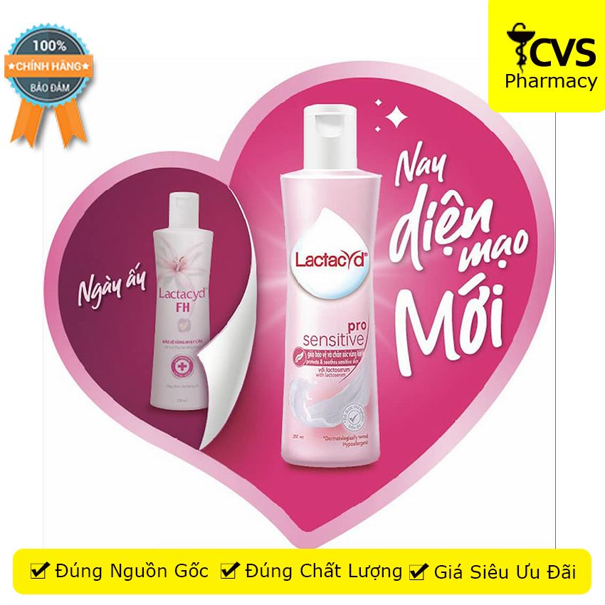 [MỚI] Dung Dịch Vệ Sinh Lactacyd Fh Pro Sensitive  250ml - Duy Trì pH Tự Nhiên, Bảo Vệ Vùng Nhạy Cảm - cvspharmacy