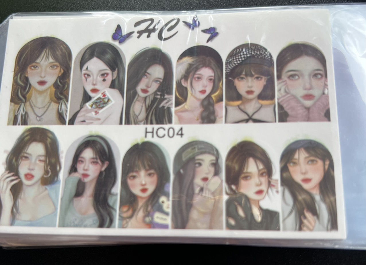 sticker 3d mẫu cô gái dán móng tay nail