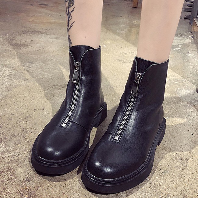 [SKM] Giày boot dây kéo phía trước nữ 20414