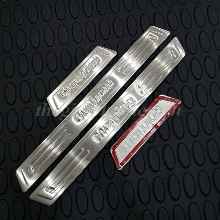 Ốp Bậc Cửa Ngoài Xe Kia Morning 2012 đến2020 Mẫu Inox, 4 Chi Tiết Giúp Trang Trí Chống Xước Xe Hiệu Quả, Có Sẵn Keo 2 Mặt Siêu Dính, Lắp Đặt Dễ Dàng Tại Nhà