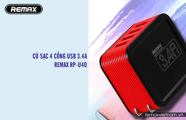 Củ sạc 4 cổng USB 3.4A Remax RP-U40 - Phân phối bởi Vietstore