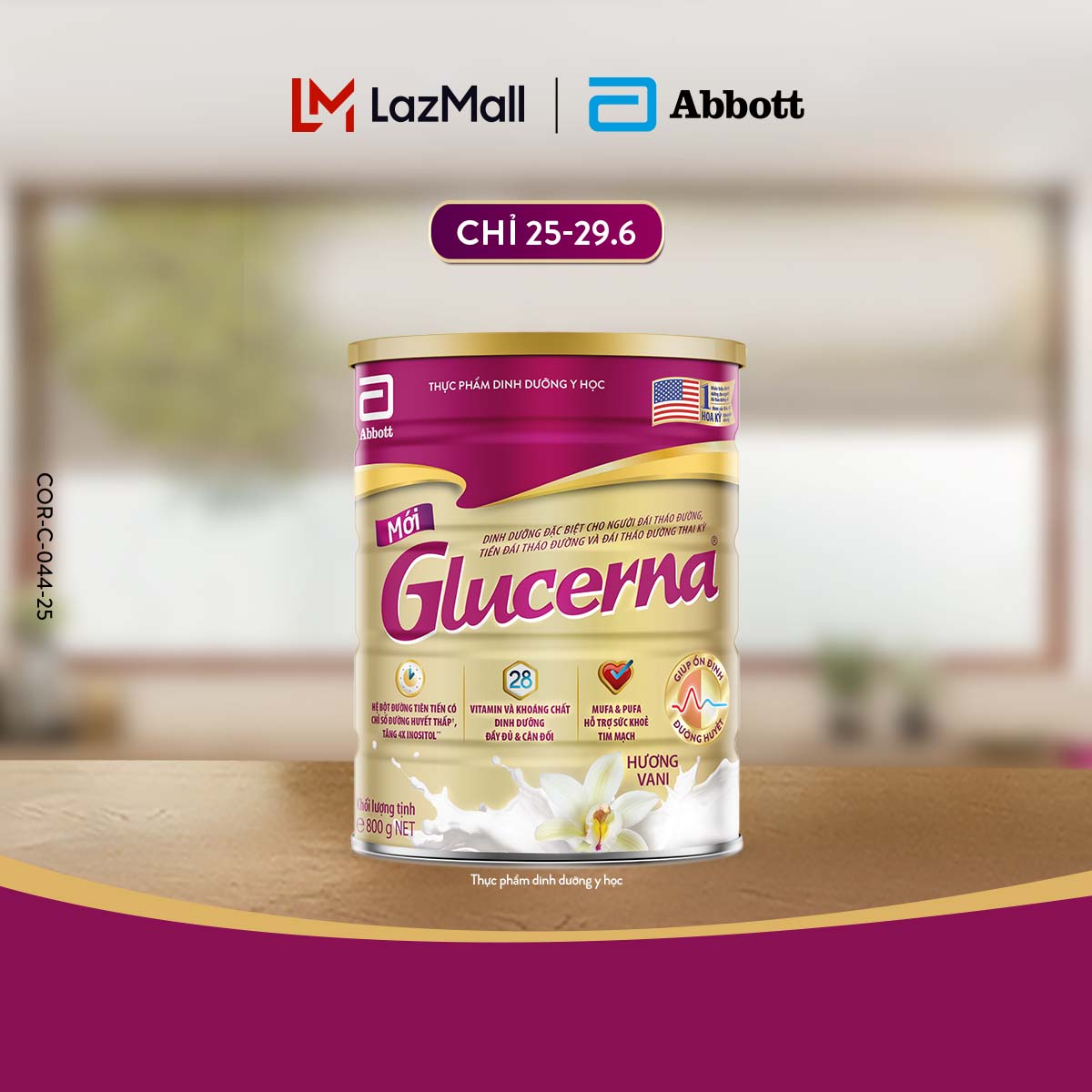 Sữa bột Glucerna hương vani 800g