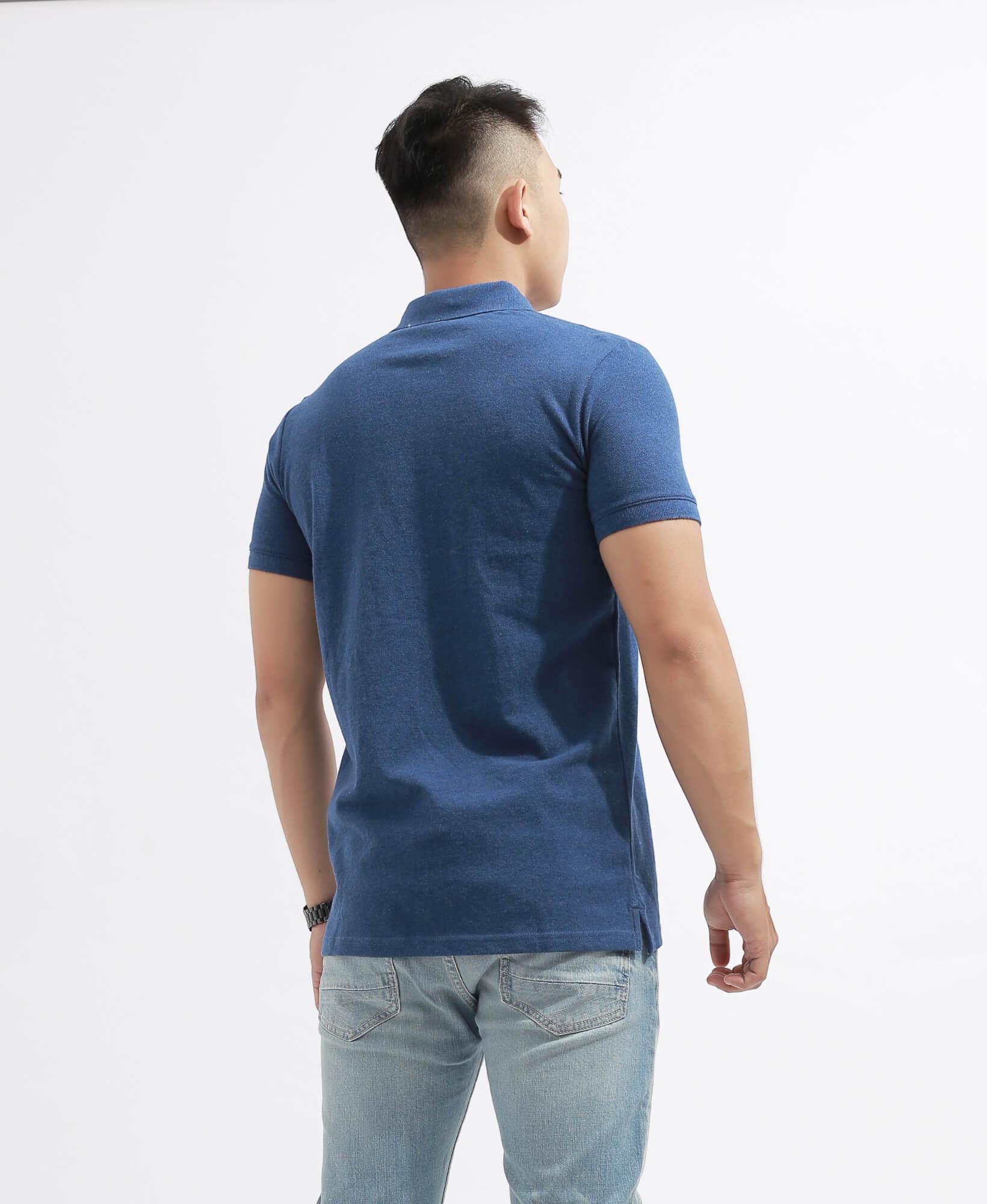 "Polo Thêu Màu Xanh Biển M6 "