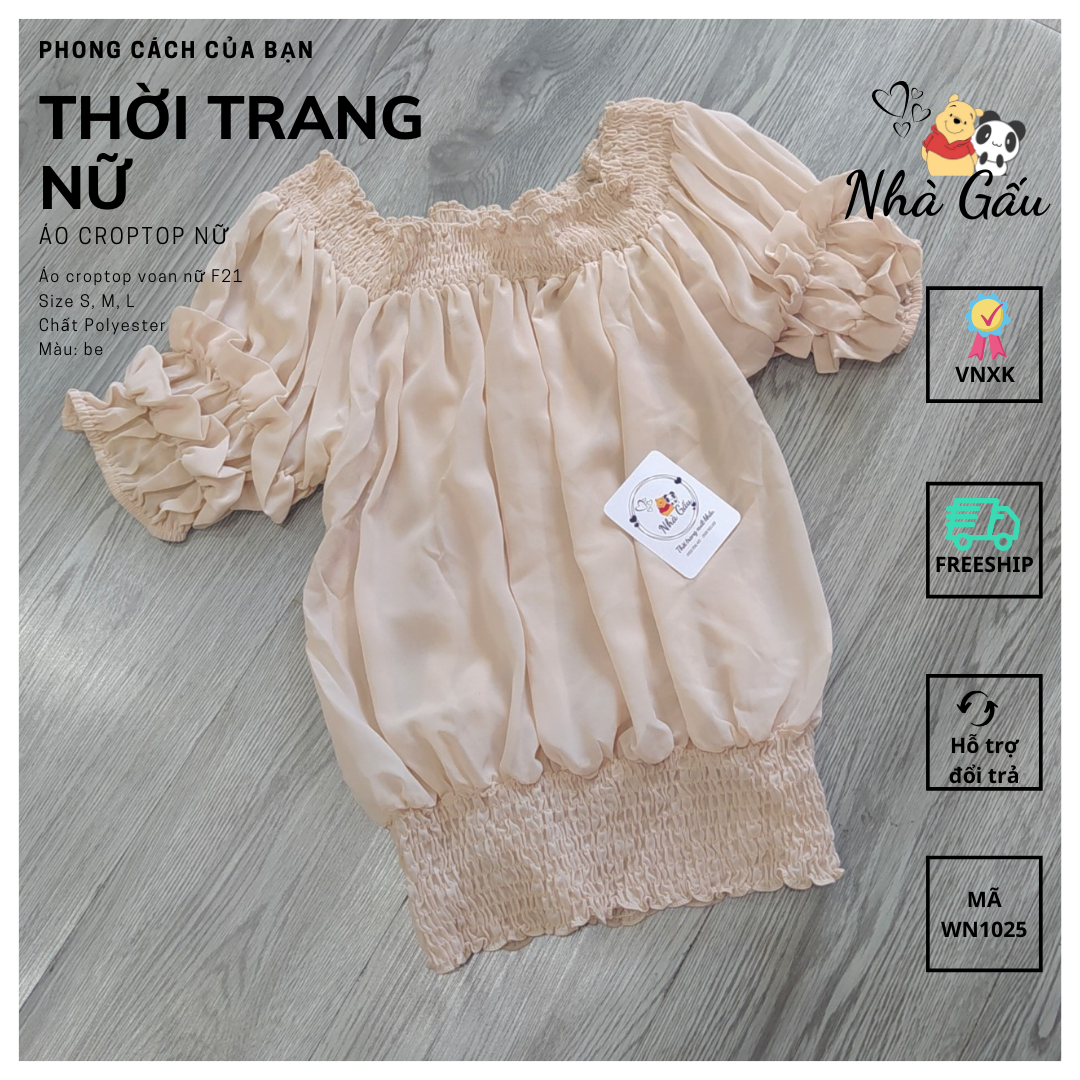 Áo trễ vai croptop xuất khẩu nữ Women's export crop top off shoulder shirt WN1026