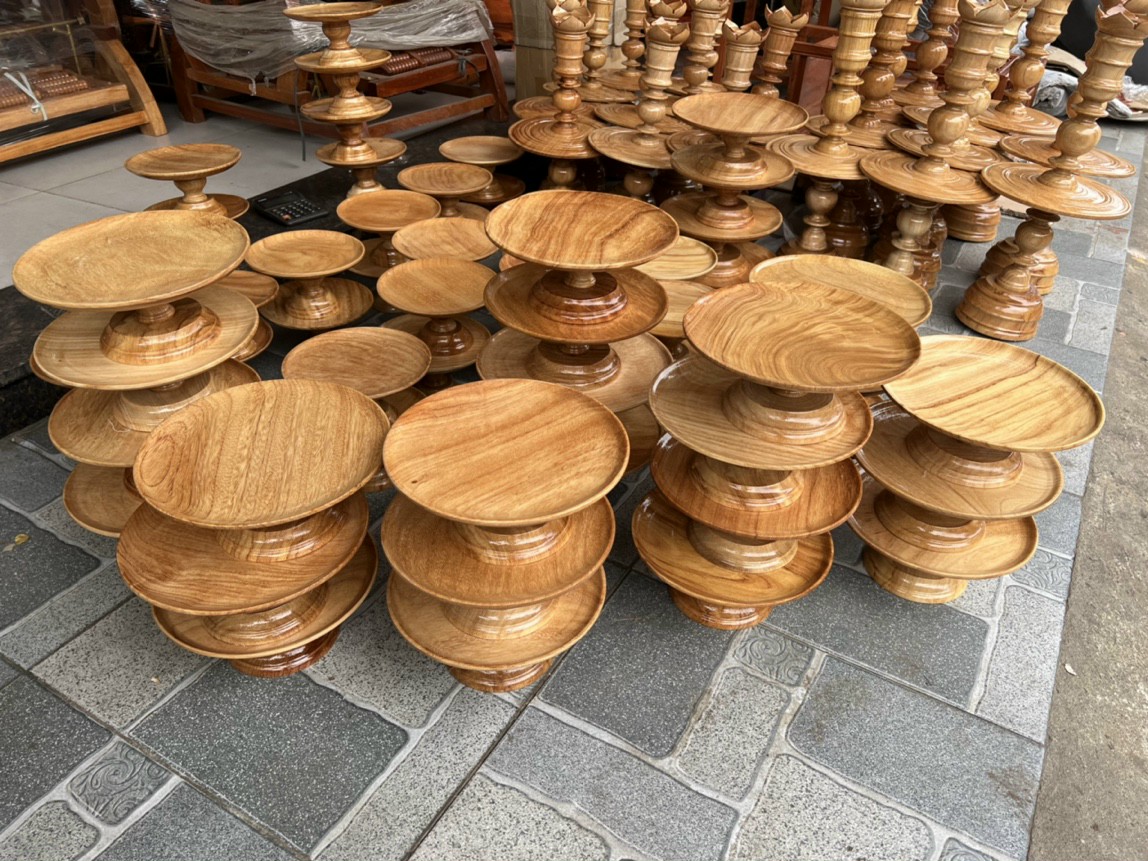 Mâm bồng bằng gỗ gõ , đĩa đựng trái cây bằng gỗ nhiều kích thước