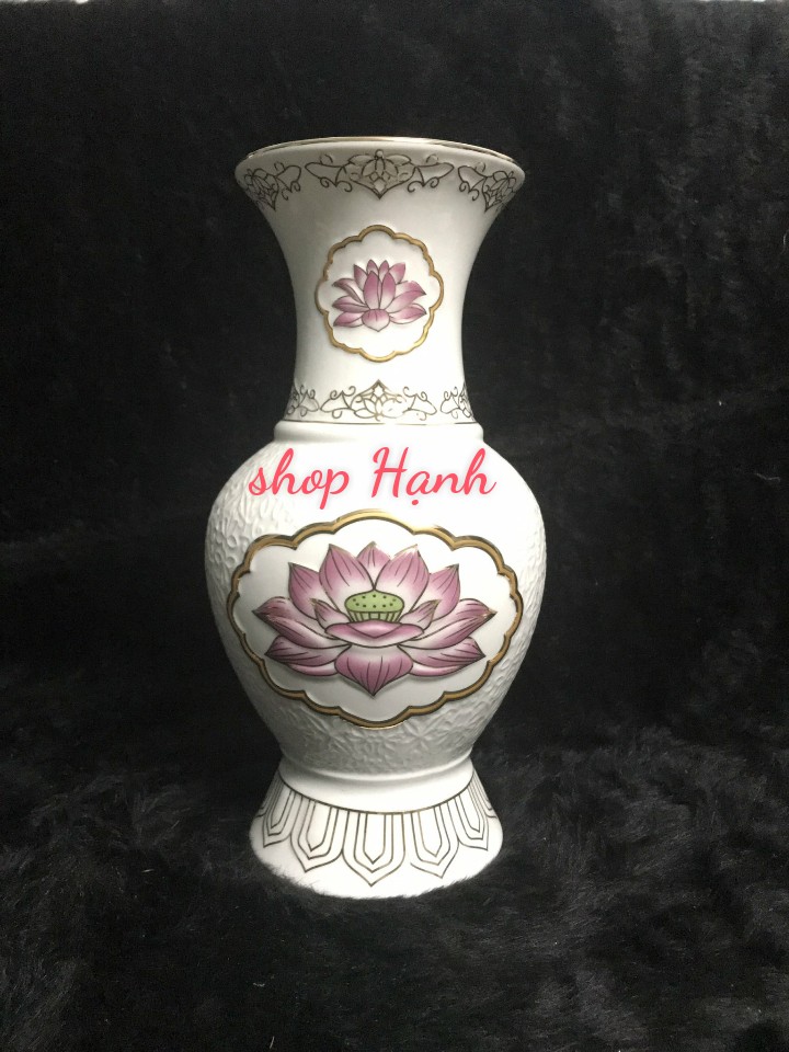 Bình hoa bạch ngọc cao cấp sen hồng