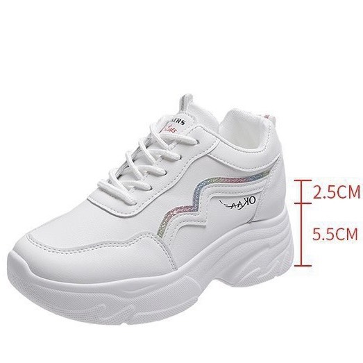 Giày trắng nữ độn đế tăng chiều cao 8cm