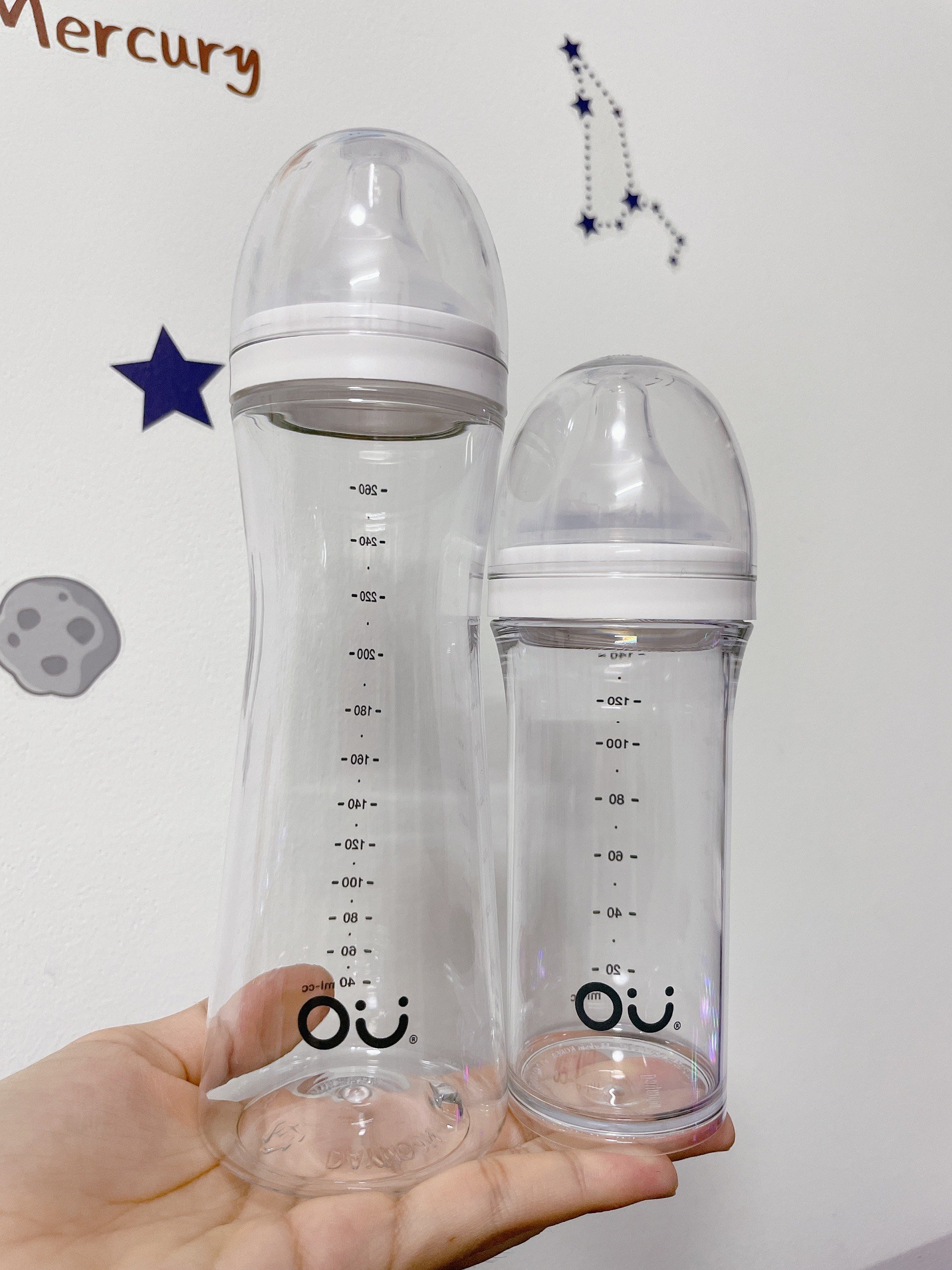 Bình sữa OU Wish 2 size 140ml / 260ml Nội địa Hàn (Bình Ouwish Tặng kèm nắp trữ sữa Silicon)