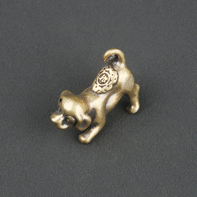 Tượng Nhỏ Bằng Đồng Hình Chó Con (Kích Thước: 3.0 x 2.2cm)