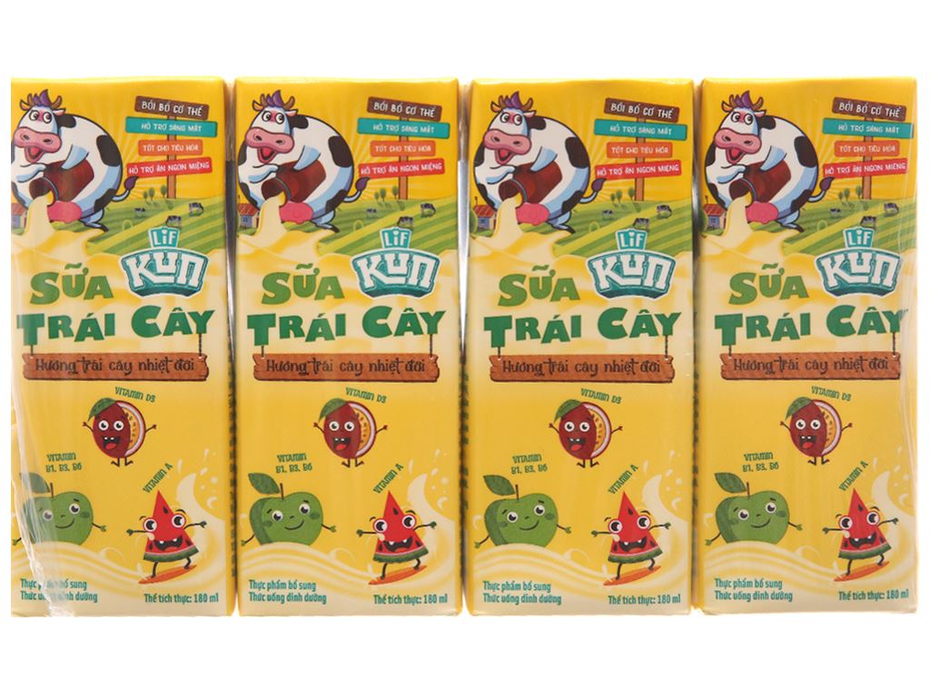 [Thùng 48 Hộp] Sữa Kun Trái Cây Nhiệt Đới 180ml
