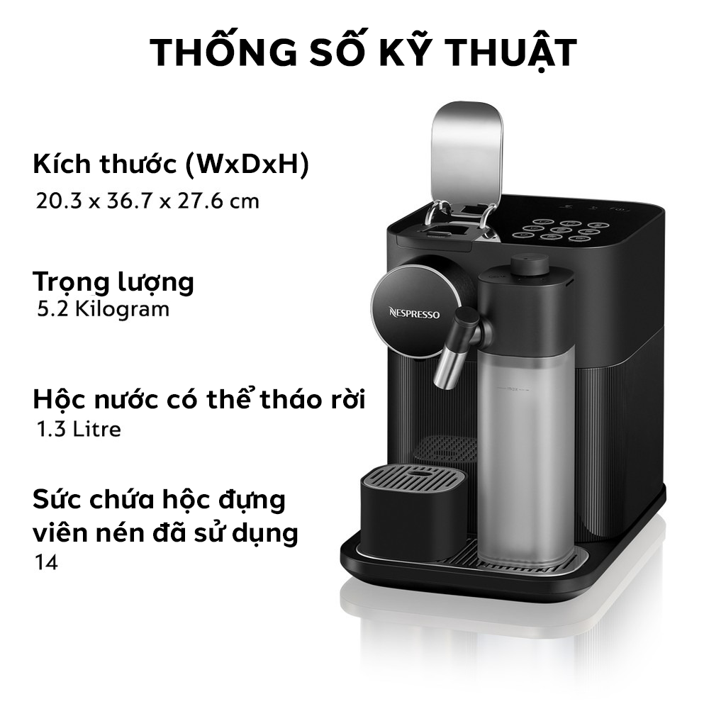 Máy pha cà phê viên nén Nespresso Gran Lattissima - Đen