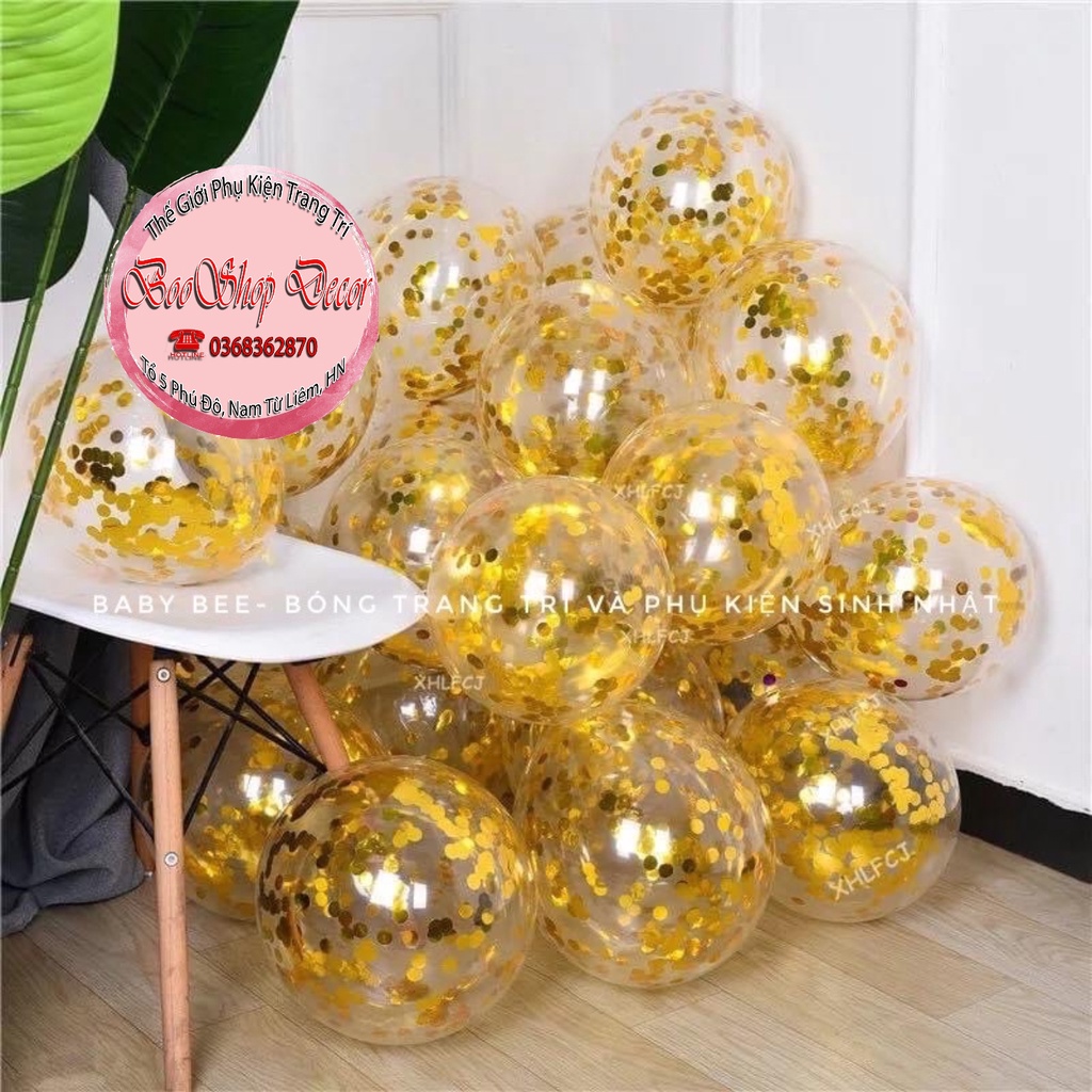 [Mã LIFE1511A giảm 10% đơn 50K] Bóng Trong Suốt Lồng Nhũ Sequin Size 12 Inch