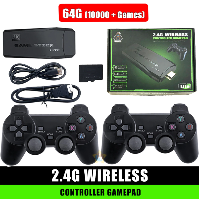 Máy Chơi Game 4 Nút,Máy Chơi Game Stick Không Dây cao cấp,Tay cầm chơi game,HDMI 3000+/10000+ Trò Chơi, Kết nối HDMI, 4K kết nối với ti vi, máy tính Tặng kèm thẻ nhớ TF 32Gb/64Gb
