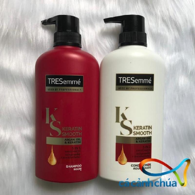 Combo dầu gội và dầu xả phục hồi tóc hư tổn Tresemme Keratin Smooth 450ml | Thái Lan cao cấp