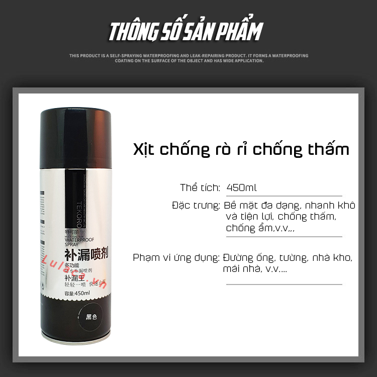 Chai xịt chống thấm rò rỉ nước Tekoro 450ml