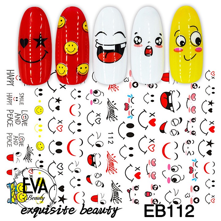 [HCM]Decal Dán Móng Tay 3D Nail Sticker Hoạ Tiết Icon Mặt Cười EB112