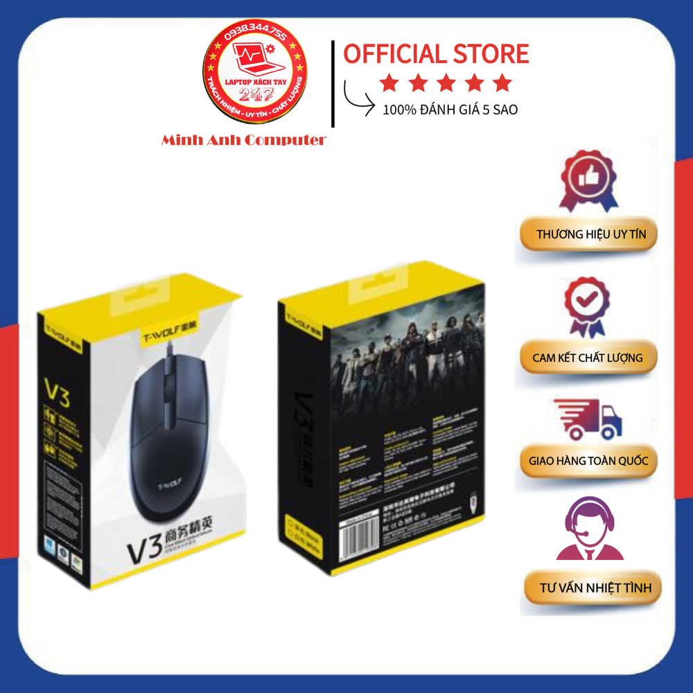 Mouse T - Wolf  V3 Led Game Có Dây Cổng Usb
