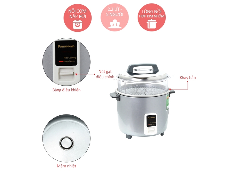 Nồi cơm điện nắp rời Panasonic PANC-SR-W18GSLRA (Bạc)