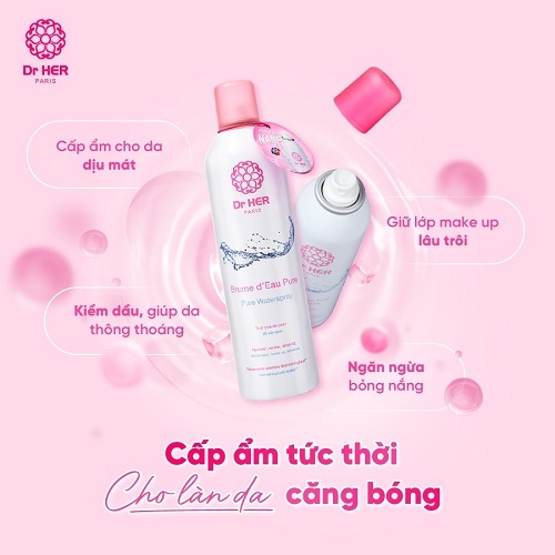 [ Tặng chai 100ml ] Xịt khoáng cấp ẩm làm dịu da Dr HER Paris 400ml