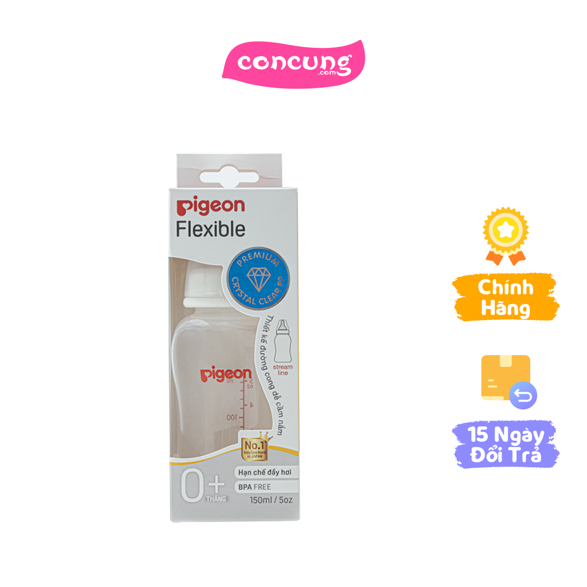 Bình sữa Pigeon Streamline 150ml (mẫu mới)