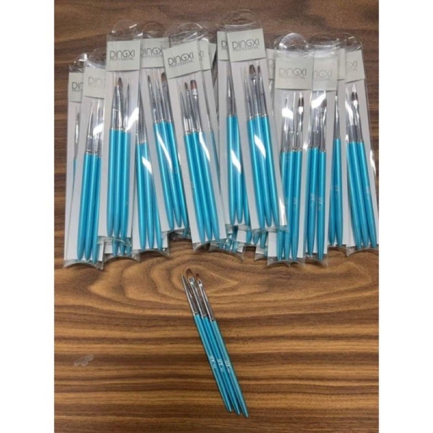 Bộ cọ xanh 3 cây DINGXI(cọ nét,cọ đắp ɡel,cọ hoa cúc)