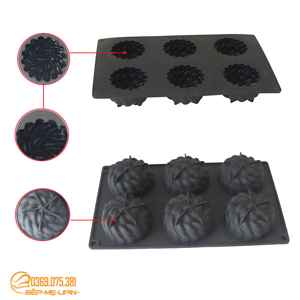 Khuôn silicon vỉ 6 sen đá xoắn mọng nước