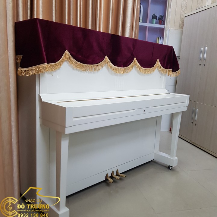 Khăn Phủ Đàn Piano nhung đỏ cao cấp mềm mịn