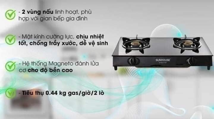 BẾP GAS DƯƠNG KÍNH SUNHOUSE SHB2106