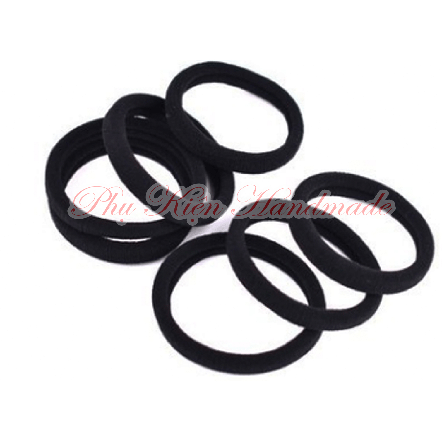 Dây buộc tóc / cột tóc trơn làm sản phẩm handmade đen - set 10 cái
