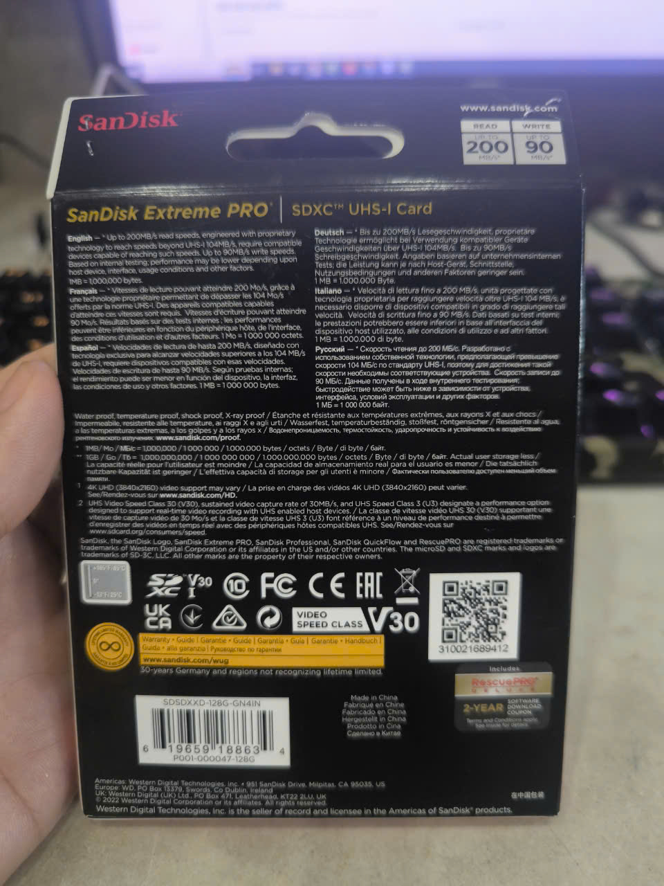 Thẻ nhớ máy ảnh SDXC SanDisk Extreme Pro U3 V30 128GB 200MB/s SDSDXXD-128G-GN4IN (đen) - Nhất Tín Computer
