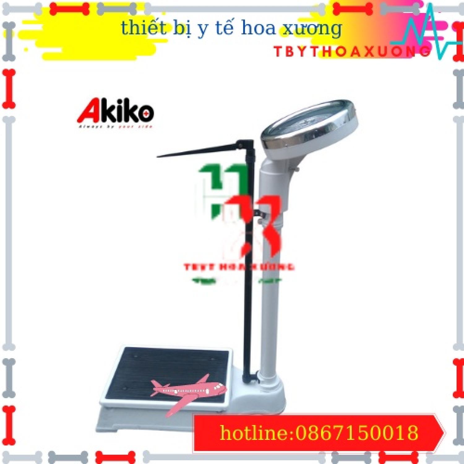 Cân sức khỏe có thước đo chiều cao tz-120 akiko