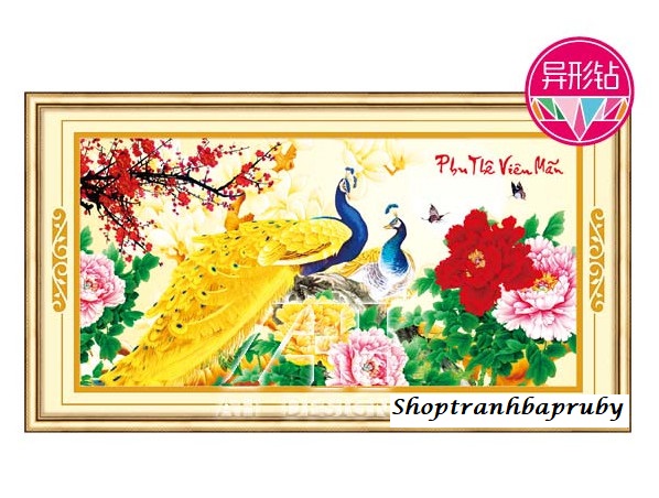 Tranh đính đá phu thuê viên mãn 77515 kích thước 84 x 45 cm